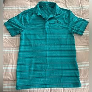 Under Armour Men's Teal Striped Polo Shirt